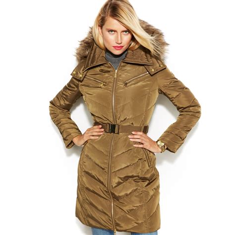 michael kors down coat hood gold zipper double|michael kors coats for women.